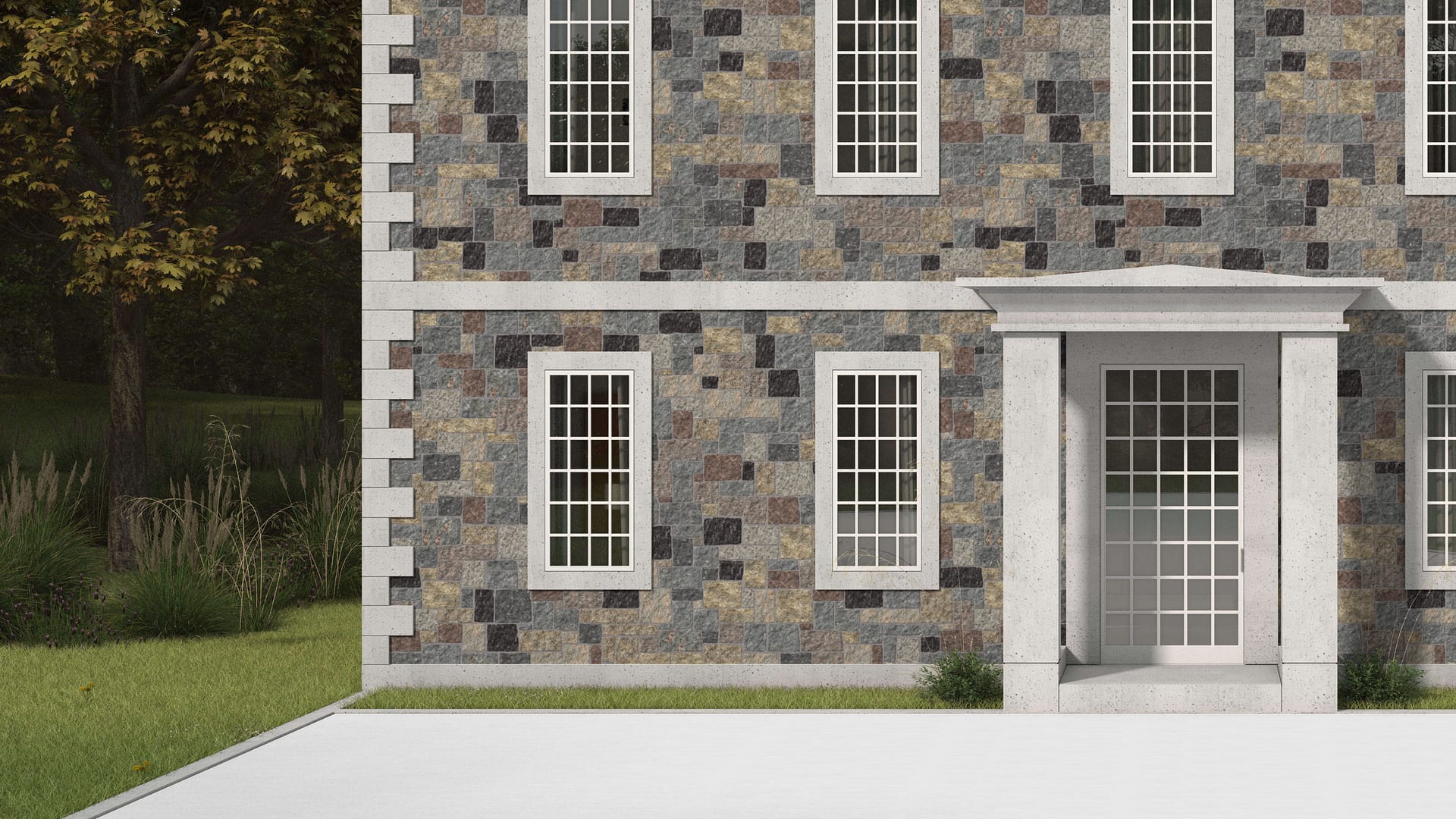 SDT1580 SDM479 P1221 Vineyard Granite - Bedface | Pattern DP113 Veneer - Roughly Squares and Rectangles - Split Edge - Random Sizes