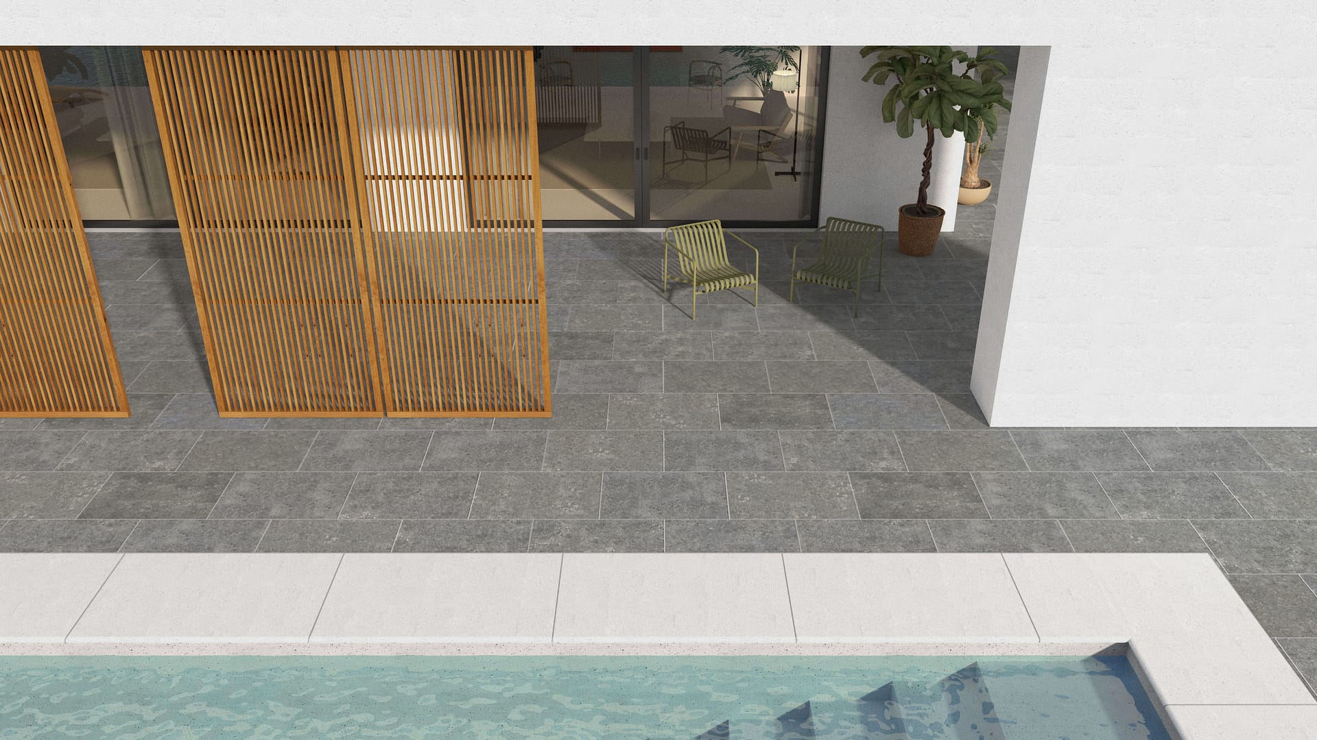  SDT1521 SDM485 M546 Belgian Bluestone - Flamed | Pattern DP061 Paving - Half Running Bond - Sawn Edge - Dimensional 3 Pieces 1 Size* | 36x24"
