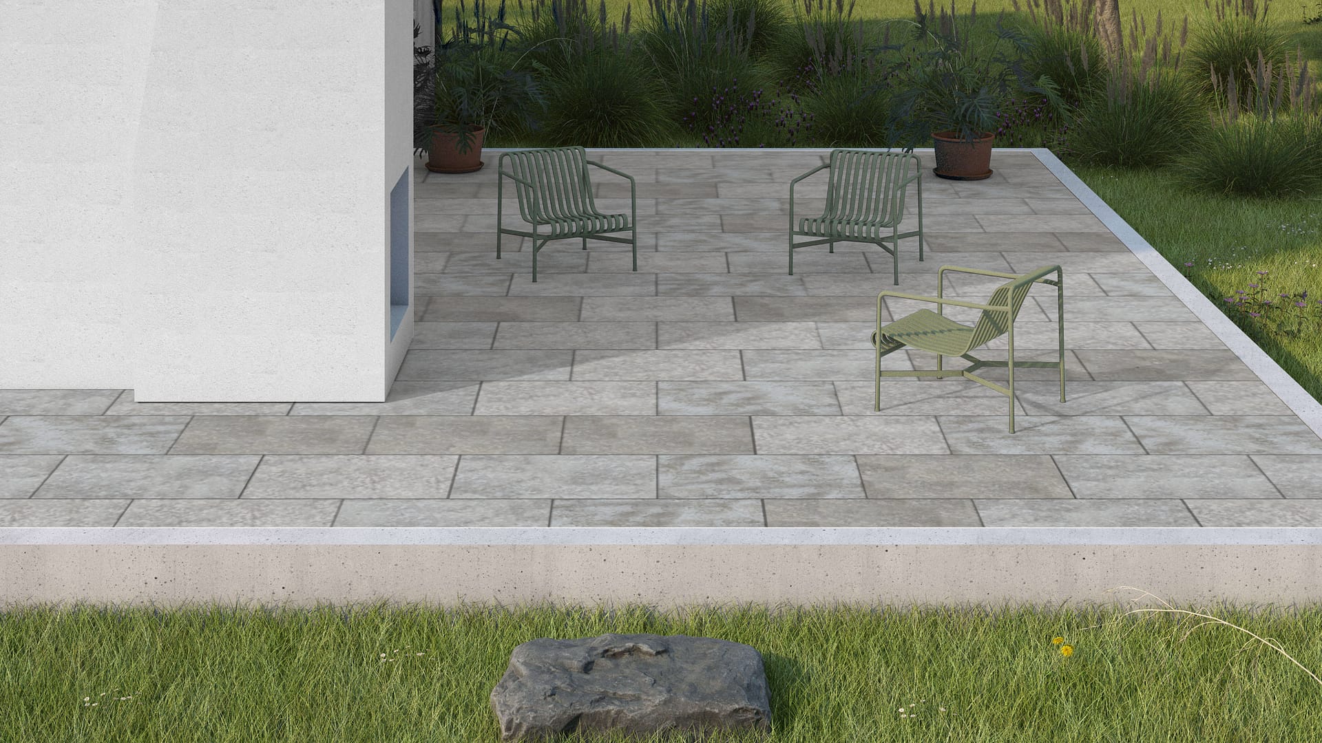  SDT1541 SDM483 M918 Madison Limestone - Flamed | Pattern DP061 Paving - Half Running Bond - Sawn Edge - Dimensional 3 Pieces 1 Size* | 36x24"