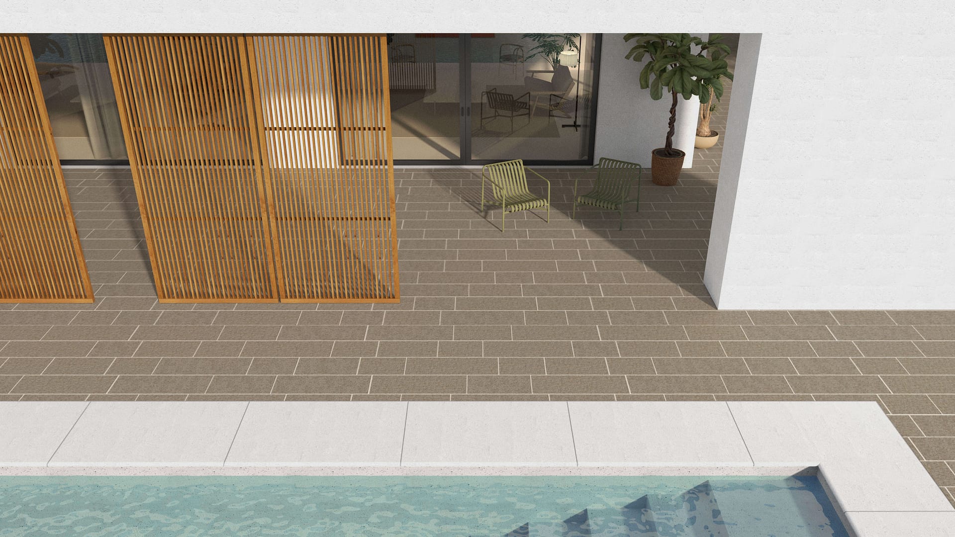  SDT1496 SDM486 M1236 Amber Granite - Sand Blasted | Pattern DP087 Paving - Running Bond - Sawn Edge - Dimensional 22 Pieces 3 Sizes | 18x12"(8) 24x12"(6) 36x12"(8)