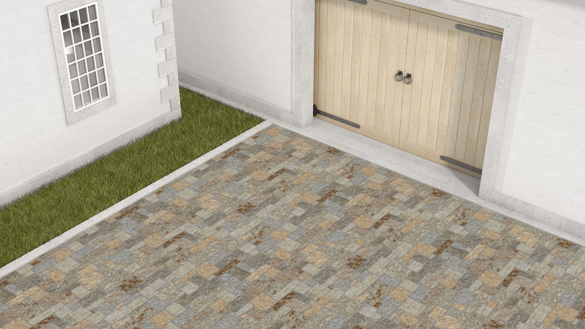 SDT1575 SDM467 P1213 Newport Mist Granite - Bedface | Pattern DP113 Veneer - Roughly Squares and Rectangles - Split Edge - Random Sizes