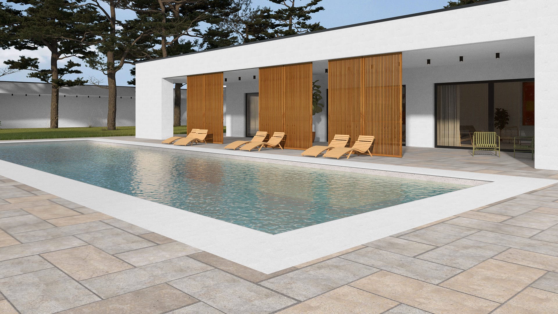 SDT1348 SDM381 P1086 Golden Buff Limestone - Sand Blasted | Pattern DP015 Paving - Standard Herringbone - Sawn Edge - Dimensional 2 Pieces 1 Size | 36x18"(2)