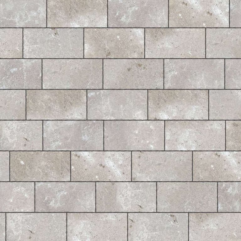  SDT1363 SDM387 M735 Bavarian Dolomite Gray Limestone - Bush Hammered | Pattern DP063 Paving - Running Bond - Sawn Edge - Dimensional 3 Pieces 1 Size* | 24x12"