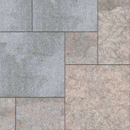  SDT1428 SDM382 P1085 Madison Full Color Limestone - Flamed | Pattern DP094 Paving - Universal - Sawn Edge - Dimensional 14 Pieces 4 Sizes | {24x24”(4) 48x24”(2) 48x36”(4) 48x48”(4)
