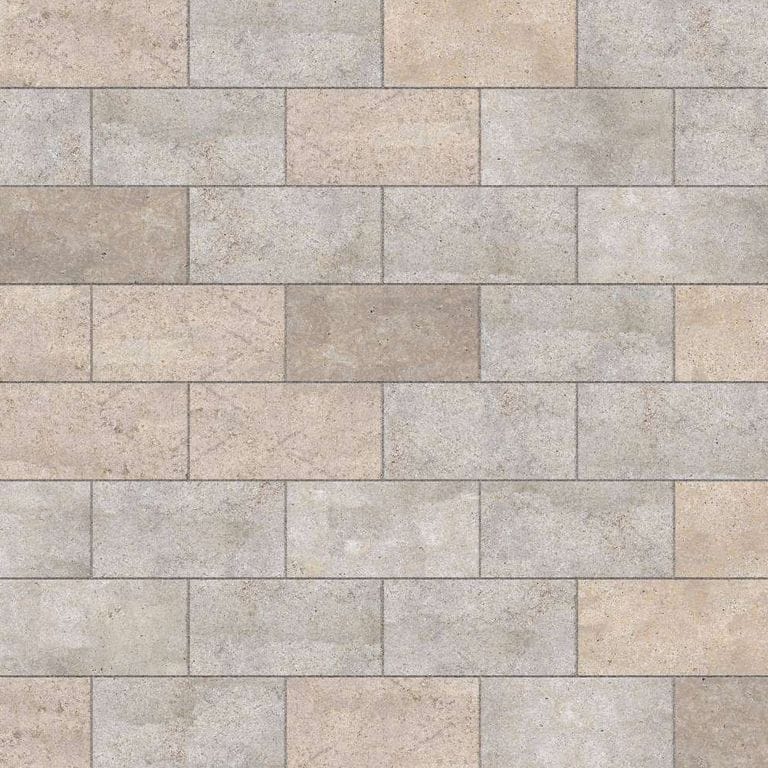  SDT1341 SDM381 M1214 Golden Buff Limestone - Sand Blasted | Pattern DP061 Paving - Half Running Bond - Sawn Edge - Dimensional 3 Pieces 1 Size* | 24x12"