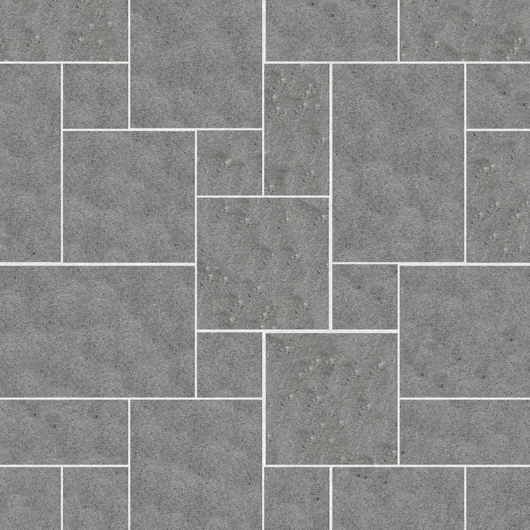  SDT1441 SDM424 M406 Republic Black Granite - Flamed | Pattern DP086 Paving - Universal - Sawn Edge - Dimensional 12 Pieces 4 Sizes | 12x12”(4) 24x12”(2) 24x24”(4),36x24”(2)