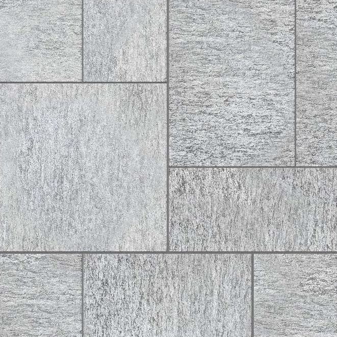  SDT1407 SDM395 M1023 Pietra Italia Gray Gneiss - Sand Blasted | Pattern DP094 Paving - Universal - Sawn Edge - Dimensional 14 Pieces 4 Sizes | {24x24”(4) 48x24”(2) 48x36”(4) 48x48”(4)
