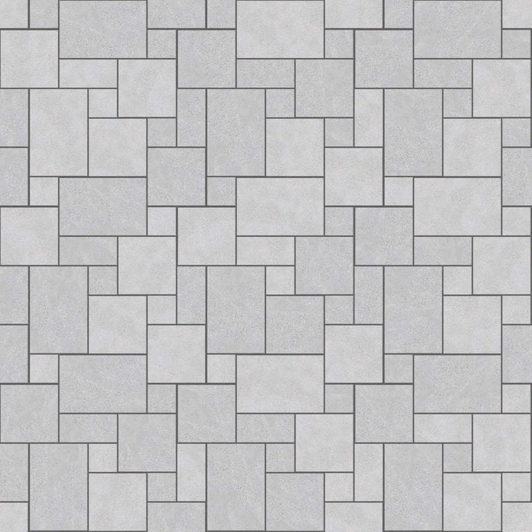  SDT1411 SDM392 M734 Bavarian Gray Limestone - Sand Blasted &amp; Tumbled | Pattern DP086 Paving - Universal - Sawn Edge - Dimensional 12 Pieces 4 Sizes | 12x12”(4) 24x12”(2) 24x24”(4),36x24”(2)