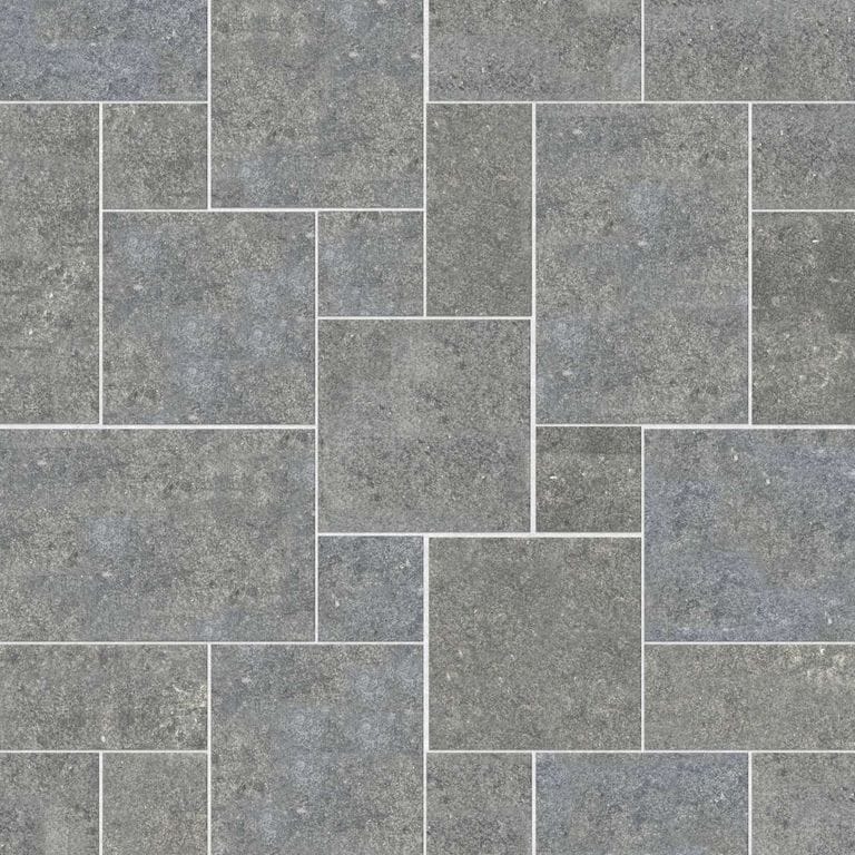  SDT1522 SDM485 M546 Belgian Bluestone - Flamed | Pattern DP086 Paving - Universal - Sawn Edge - Dimensional 12 Pieces 4 Sizes | 12x12”(4) 24x12”(2) 24x24”(4),36x24”(2)