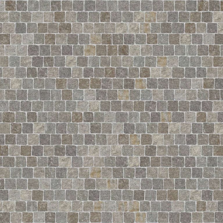 SDT1574 SDM490 M1294 Imperial Gray Porphyry - Split-face | Pattern DP054 Paving - Reclaimed Cobblestone Running Bond Pattern - Cubes - Split Edge - Constant Sizes