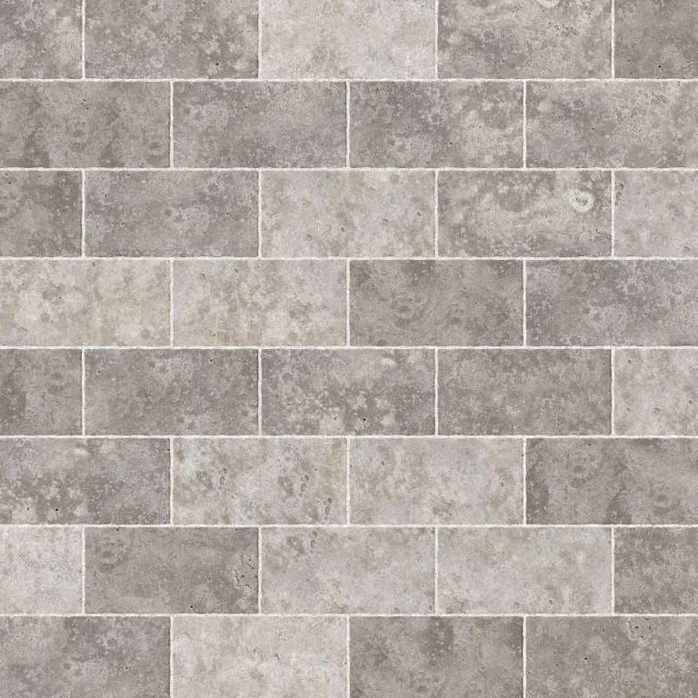  SDT1564 SDM394 P686 Bavarian Dolomite Gray Limestone - Antiqued | Pattern DP061 Paving - Half Running Bond - Sawn Edge - Dimensional 3 Pieces 1 Size* | 24x12"
