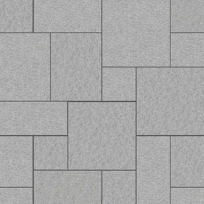  SDT1481 SDM429 M1194 Superior Snow Granite - Flamed | Pattern DP094 Paving - Universal - Sawn Edge - Dimensional 14 Pieces 4 Sizes | 24x24”(4) 48x24”(2) 48x36”(4) 48x48”(4)