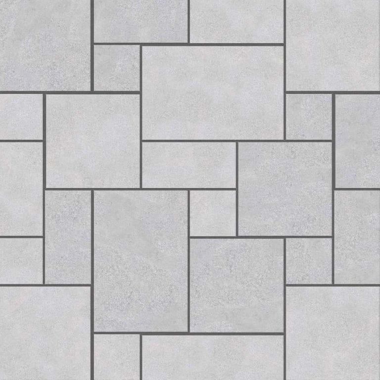  SDT1411 SDM392 M734 Bavarian Gray Limestone - Sand Blasted &amp; Tumbled | Pattern DP086 Paving - Universal - Sawn Edge - Dimensional 12 Pieces 4 Sizes | 12x12”(4) 24x12”(2) 24x24”(4),36x24”(2)