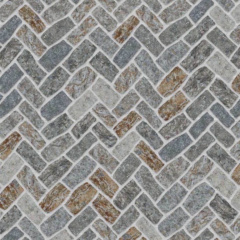 Reclaimed Belgian Bluestone Cobbles - Weathered &amp; Worn Surface - Thin Veneer - Medium Rec - DP055 SDM114 SDT256