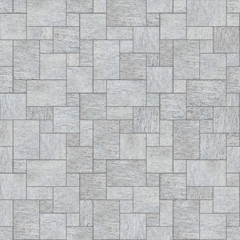  SDT1405 SDM395 M1023 Pietra Italia Gray Gneiss - Sand Blasted | Pattern DP086 Paving - Universal - Sawn Edge - Dimensional 12 Pieces 4 Sizes | 12x12”(4) 24x12”(2) 24x24”(4),36x24”(2)
