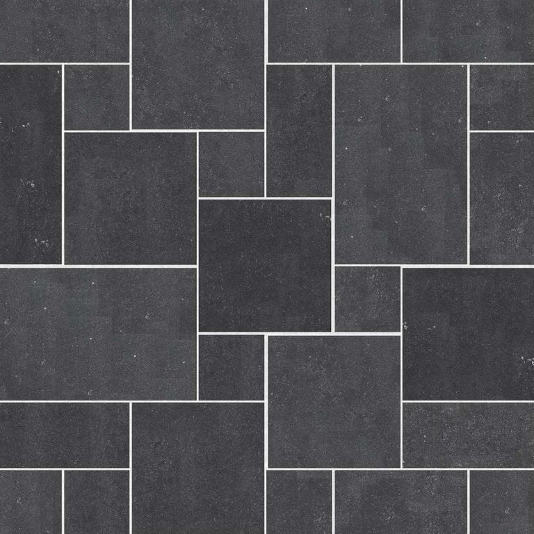  SDT1588 SDM487 M546 Belgian Bluestone - Honed Dark | Pattern DP086 Paving - Universal - Sawn Edge - Dimensional 12 Pieces 4 Sizes | 12x12”(4) 24x12”(2) 24x24”(4),36x24”(2)