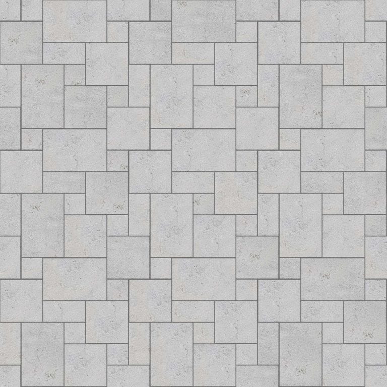  SDT1400 SDM388 M734 Bavarian Gray Limestone - Bush Hammered | Pattern DP086 Paving - Universal - Sawn Edge - Dimensional 12 Pieces 4 Sizes | 12x12”(4) 24x12”(2) 24x24”(4),36x24”(2)