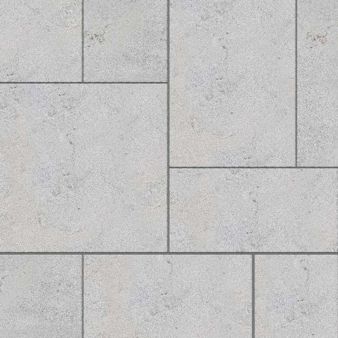  SDT1402 SDM388 M734 Bavarian Gray Limestone - Bush Hammered | Pattern DP094 Paving - Universal - Sawn Edge - Dimensional 14 Pieces 4 Sizes | {24x24”(4) 48x24”(2) 48x36”(4) 48x48”(4)