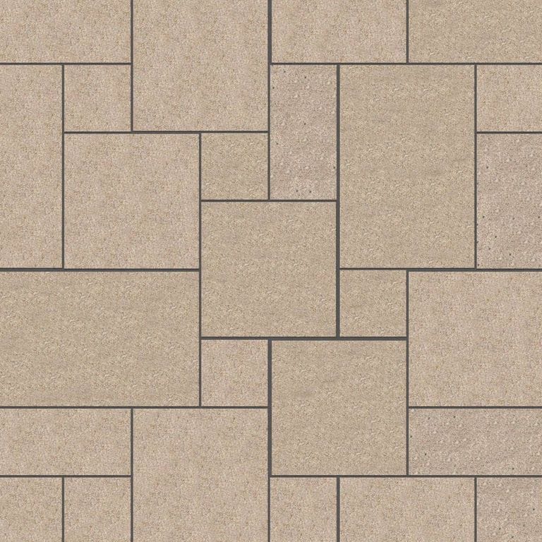  SDT1435 SDM425 M847 Yellow Wheat Granite - Sand Blasted | Pattern DP086 Paving - Universal - Sawn Edge - Dimensional 12 Pieces 4 Sizes