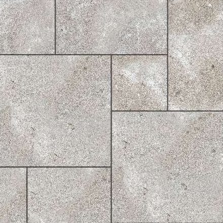  SDT1375 SDM387 M735 Bavarian Dolomite Gray Limestone - Bush Hammered | Pattern DP094 Paving - Universal - Sawn Edge - Dimensional 14 Pieces 4 Sizes | 24x24”(4) 48x24”(2) 48x36”(4) 48x48”(4)