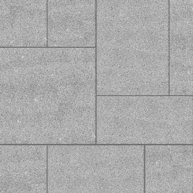  SDT1417 SDM422 M845 Gray Nisa Granite - Sand Blasted | Pattern DP094 Paving - Universal - Sawn Edge - Dimensional 14 Pieces 4 Sizes | 24x24”(4) 48x24”(2) 48x36”(4) 48x48”(4)
