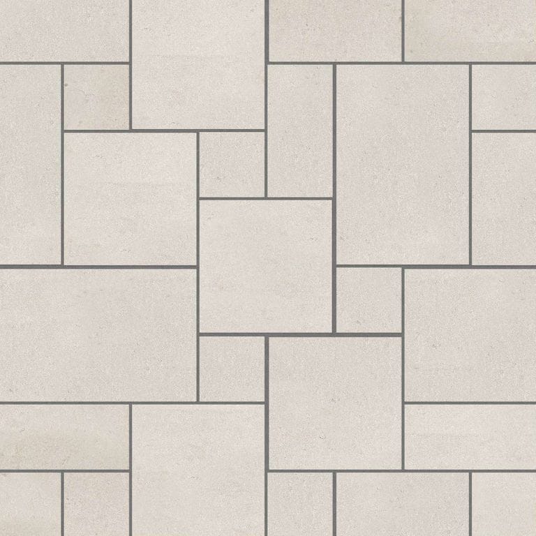  SDT1384 SDM386 M733 Bavarian Beige Limestone - Sand Blasted &amp; Tumbled | Pattern DP086 Paving - Universal - Sawn Edge - Dimensional 12 Pieces 4 Sizes | 12x12”(4) 24x12”(2) 24x24”(4),36x24”(2)