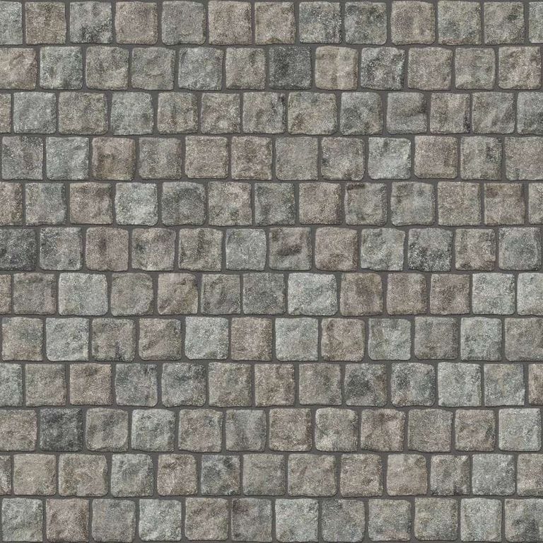  SDT1505 SDM493 M267 Reclaimed European Porphyry Cobblestone Cubes - Weathered &amp; Worn | Pattern DP054 Paving - Reclaimed Cobblestone Running Bond Pattern - Cubes - Split Edge - Constant Sizes