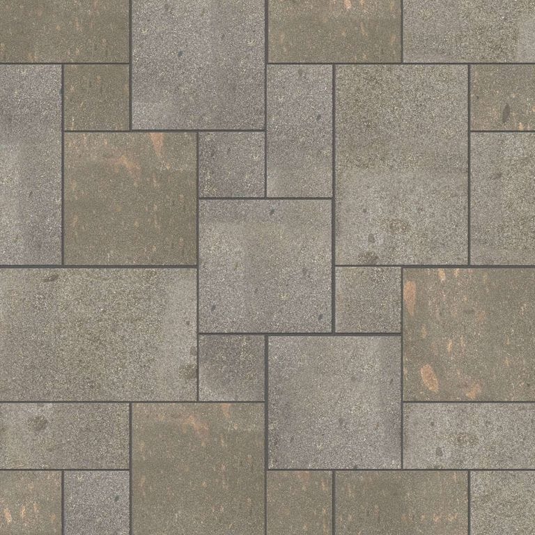  SDT1558 SDM502 M1293 Imperial Brown Porphyry - Flamed | Pattern DP086 Paving - Universal - Sawn Edge - Dimensional 12 Pieces 4 Sizes | 12x12”(4) 24x12”(2) 24x24”(4),36x24”(2)