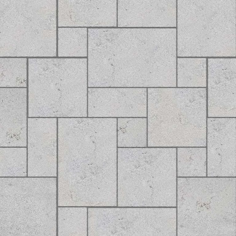  SDT1400 SDM388 M734 Bavarian Gray Limestone - Bush Hammered | Pattern DP086 Paving - Universal - Sawn Edge - Dimensional 12 Pieces 4 Sizes | 12x12”(4) 24x12”(2) 24x24”(4),36x24”(2)