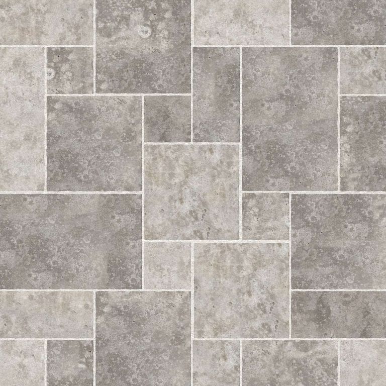  SDT1566 SDM394 P686 Bavarian Dolomite Gray Limestone - Antiqued | Pattern DP086 Paving - Universal - Sawn Edge - Dimensional 12 Pieces 4 Sizes | 12x12”(4) 24x12”(2) 24x24”(4) 36x24”(2)