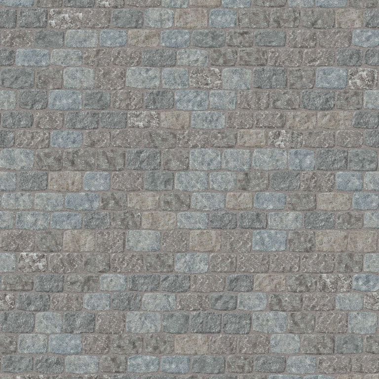 SDT1447 SDM420 P259 Reclaimed European Porphyry Cobblestones - Weathered &amp; Worn | Pattern DP112 Paving - Reclaimed Cobblestone Running Bond - Split Edge - Approx 8x5''