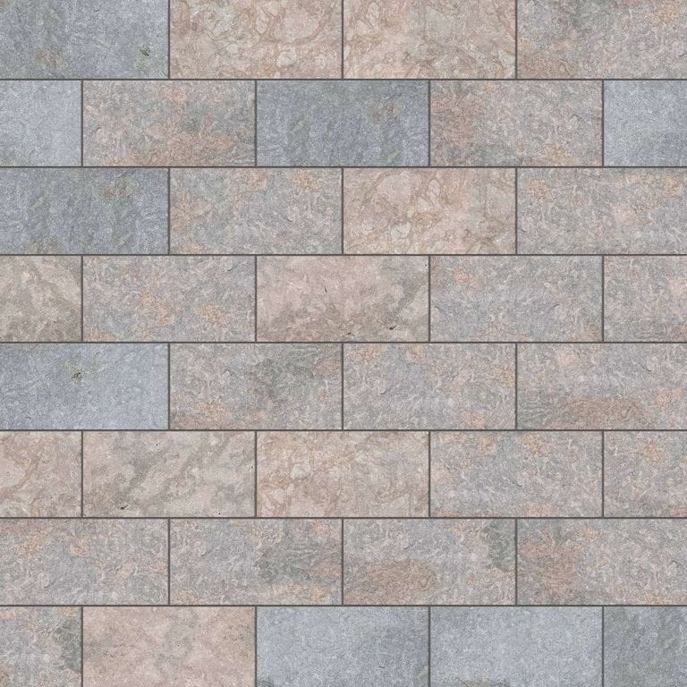 SDT1423 SDM382 P1085 Madison Full Color Limestone - Flamed | Pattern DP061 Paving - Half Running Bond - Sawn Edge - Dimensional 3 Pieces 1 Size* | 24x12"