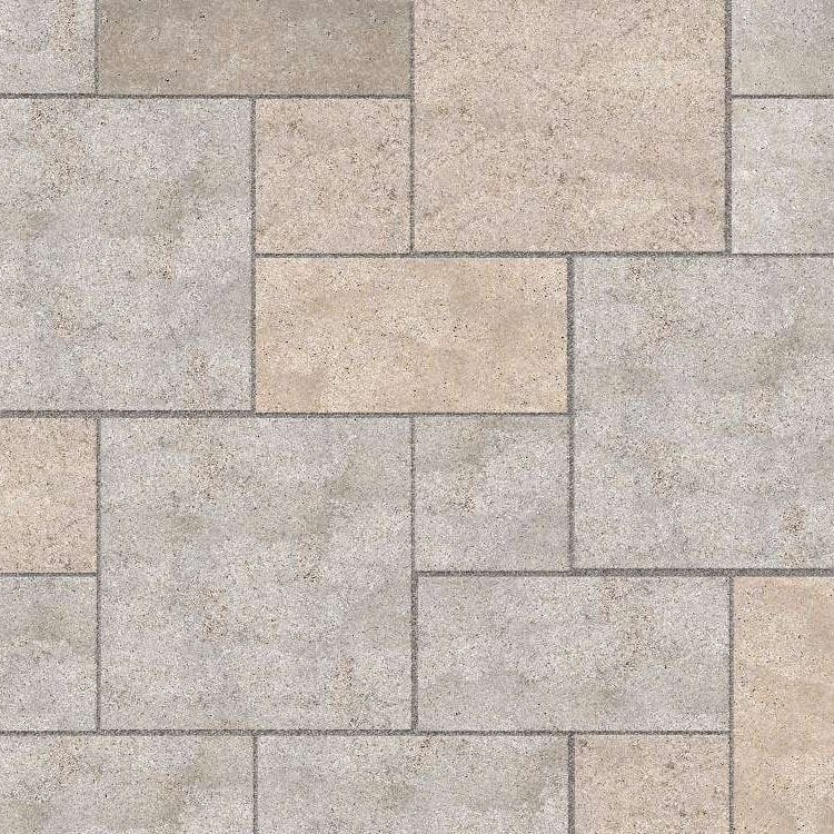  SDT1351 SDM381 P1086 Golden Buff Limestone - Sand Blasted | Pattern DP088 Paving - Universal - Sawn Edge - Dimensional 3 Pieces 3 Sizes | 18x18”(1), 36x18(1), 36x36”(1)