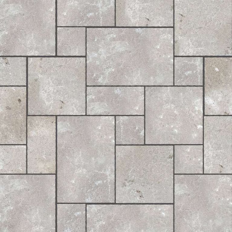  SDT1374 SDM387 M735 Bavarian Dolomite Gray Limestone - Bush Hammered | Pattern DP086 Paving - Universal - Sawn Edge - Dimensional 12 Pieces 4 Sizes | 12x12”(4) 24x12”(2) 24x24”(4),36x24”(2)
