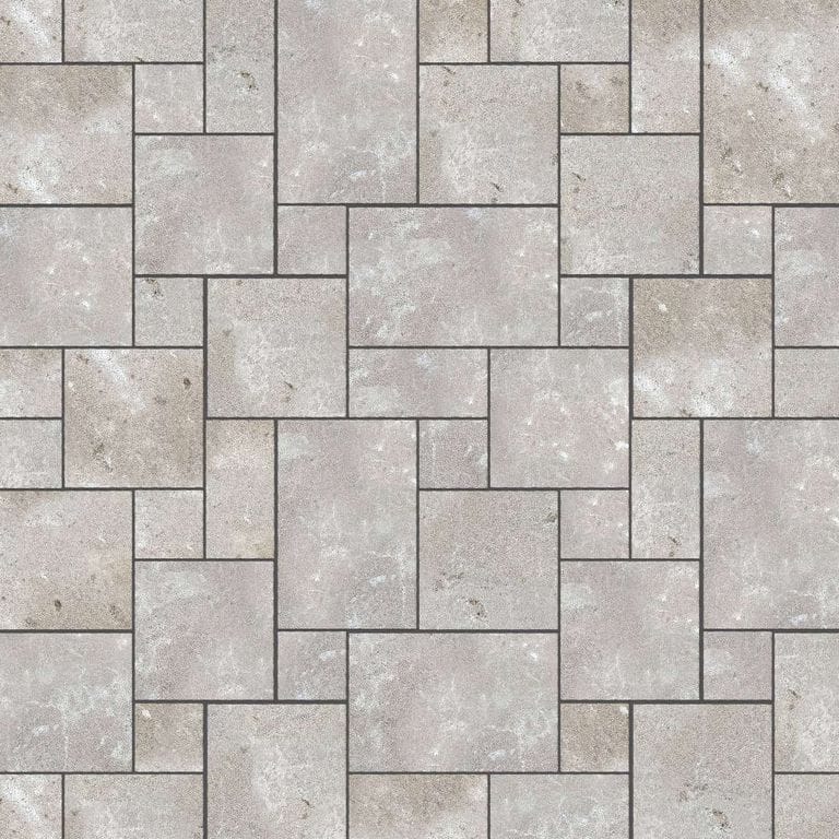  SDT1374 SDM387 M735 Bavarian Dolomite Gray Limestone - Bush Hammered | Pattern DP086 Paving - Universal - Sawn Edge - Dimensional 12 Pieces 4 Sizes | 12x12”(4) 24x12”(2) 24x24”(4),36x24”(2)