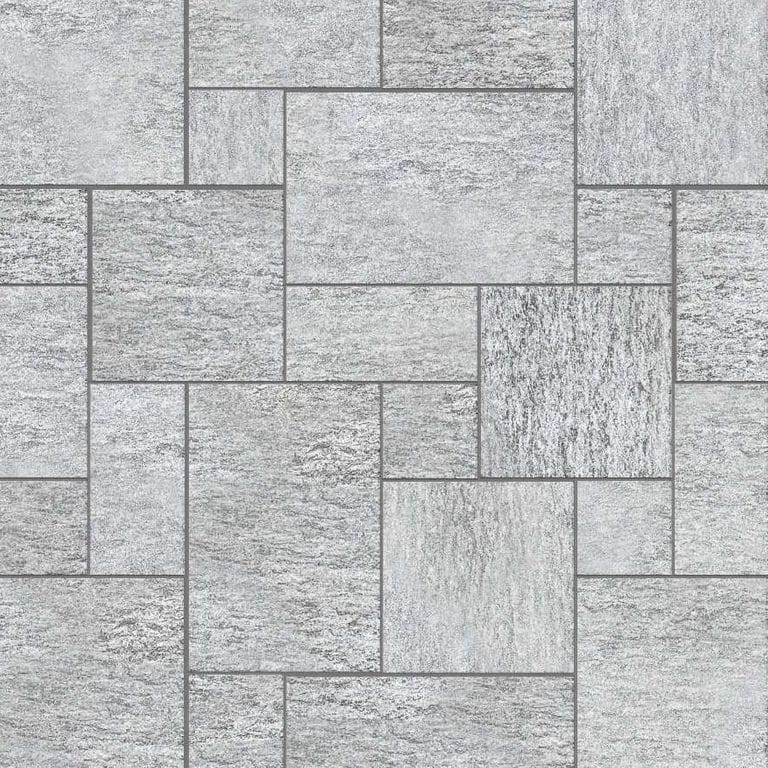  SDT1405 SDM395 P801 Pietra Italia Gray Gneiss - Sand Blasted | Pattern DP086 Paving - Universal - Sawn Edge - Dimensional 12 Pieces 4 Sizes | 12x12”(4) 24x12”(2) 24x24”(4),36x24”(2)