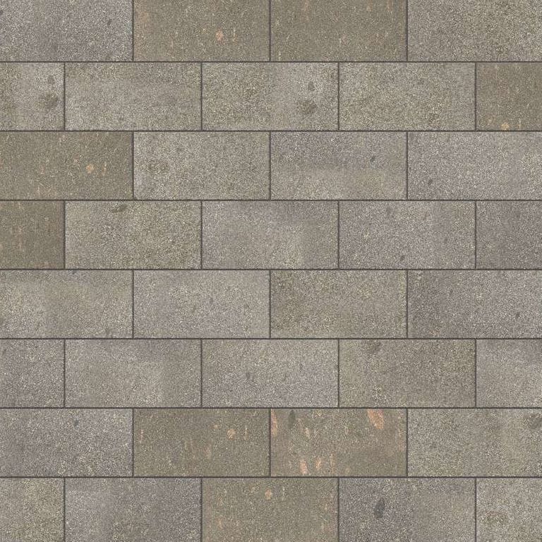 SDT1551 SDM502 M1293 Imperial Brown Porphyry - Flamed | Pattern DP061 Paving - Half Running Bond - Sawn Edge - Dimensional 3 Pieces 1 Size* | 24x12"