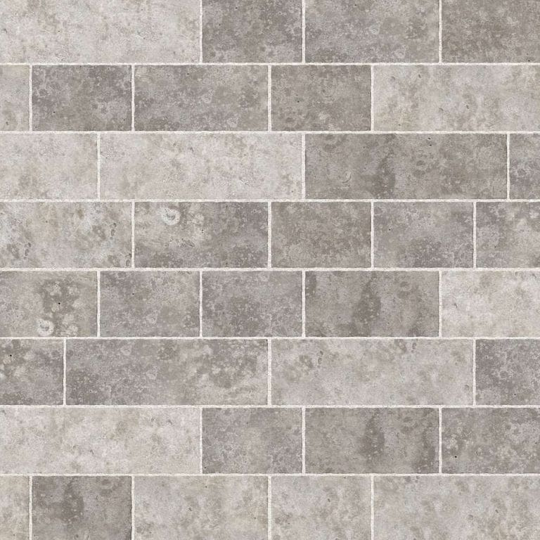  SDT1567 SDM394 P686 Bavarian Dolomite Gray Limestone - Antiqued | Pattern DP087 Paving - Running Bond - Sawn Edge - Dimensional 22 Pieces 3 Sizes | 18x12"(8) 24x12"(6) 36x12"(8)
