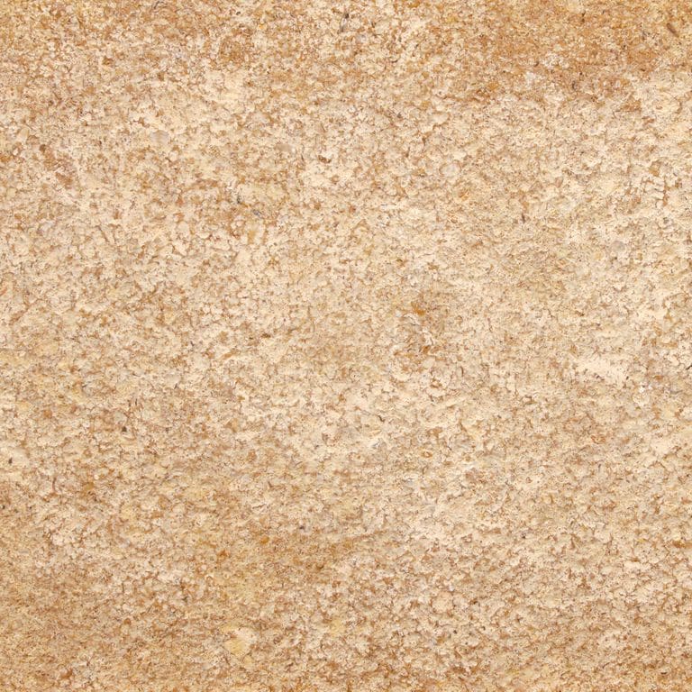 Feature image for Golden Sinai Marble. The surface finish shown is acid washed. Dominant colors shown are beige, orange/rust and tan. The color mix creates a warm feeling. Regular color pattern.