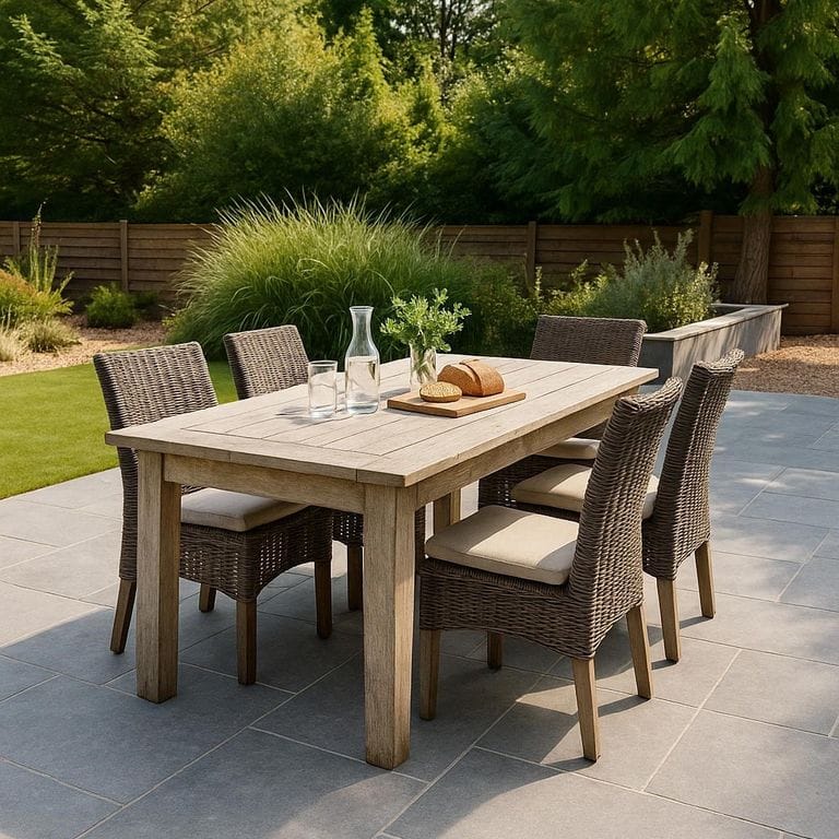 Feature image for Northern Bay Limestone. The image shows this material being used in a patio pavers application. The dominant color shown is gray. The color mix creates a cool feeling. Random color pattern.