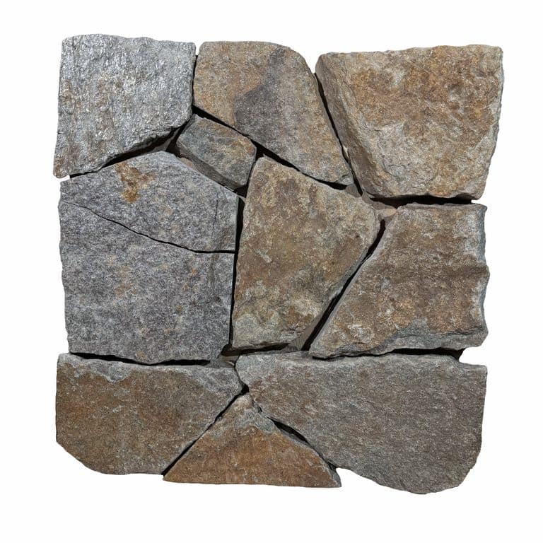 Application image for Quaker Hill Granite. The surface finish shown is split-face. Dominant colors shown are brown, gray and tan. The color mix creates a warm feeling.