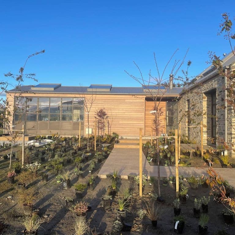 Application image for Limestone - Rabat Beige. The image shows this material being used in a path pavers application. Dominant colors shown are brown and tan. The color mix creates a warm feeling.