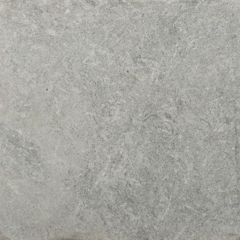 Best close-up image for Limestone - Rabat Gray. The surface finish shown is tumbled. The dominant color shown is gray. The color mix creates a cool feeling.