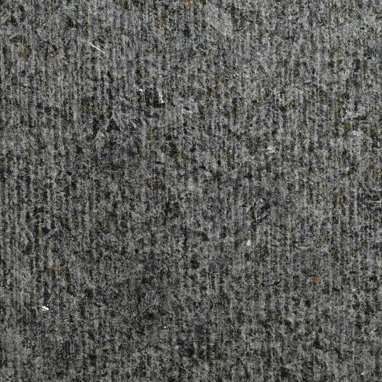 Color/Finish variation image for Terra Black Granite. The surface finish shown is adze. Dominant colors shown are black and gray. The color mix creates a cool feeling.