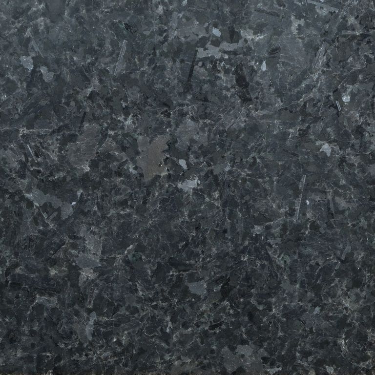 Color/Finish variation image for Terra Black Granite. The surface finish shown is honed. Dominant colors shown are black and gray. The color mix creates a cool feeling.