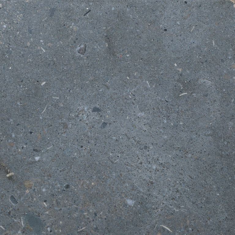 Color/Finish variation image for Montserrat Gray Limestone. The surface finish shown is brushed. Dominant colors shown are blue and gray. The color mix creates a cool feeling.