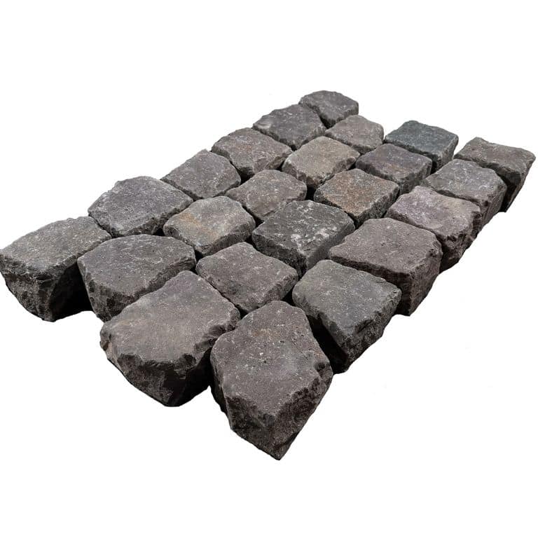 Feature image for Reclaimed European Cobblestones - Berlin Mix. The surface finish shown is . Dominant colors shown are brown and gray. The color mix creates a cool feeling.