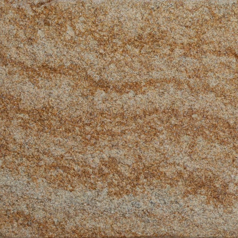 Swatch image for Beige Vein Cut Granite. The surface finish shown is sand blasted. Dominant colors shown are brown and orange/rust. The color mix creates a warm feeling.