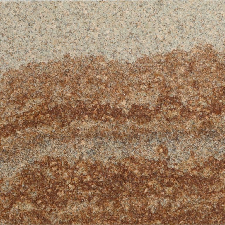 Color/Finish variation image for Beige Vein Cut Granite. The surface finish shown is honed. Dominant colors shown are brown and orange/rust. The color mix creates a warm feeling.