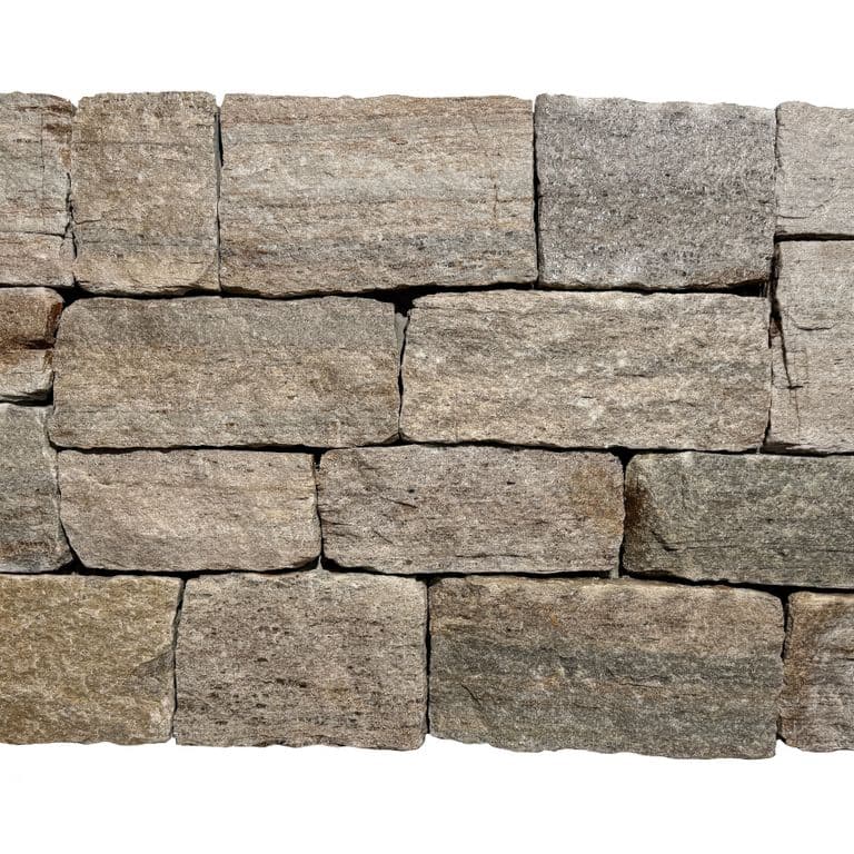 Application image for New England Tan Granite. The surface finish shown is split-face. Dominant colors shown are brown, gray and tan. The color mix creates a warm feeling.